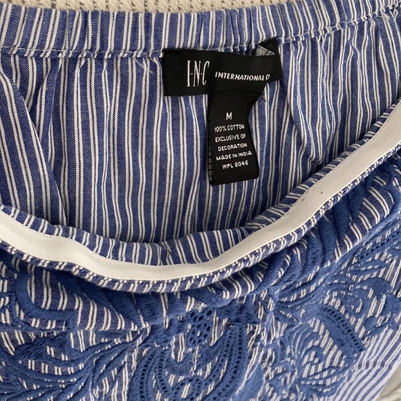 INC Off-the-Shoulder Blouse with Bell Sleeves and Embroidery - Medium - Picture 3 of 5